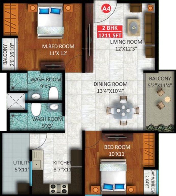 Sekhar Olympus (2BHK+2T (1,211. sq ft) 1211 sq ft)