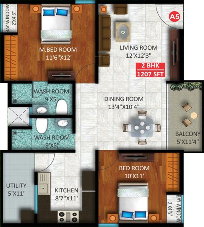 Sekhar Olympus (2BHK+2T (1,207 sq ft) 1207 sq ft)