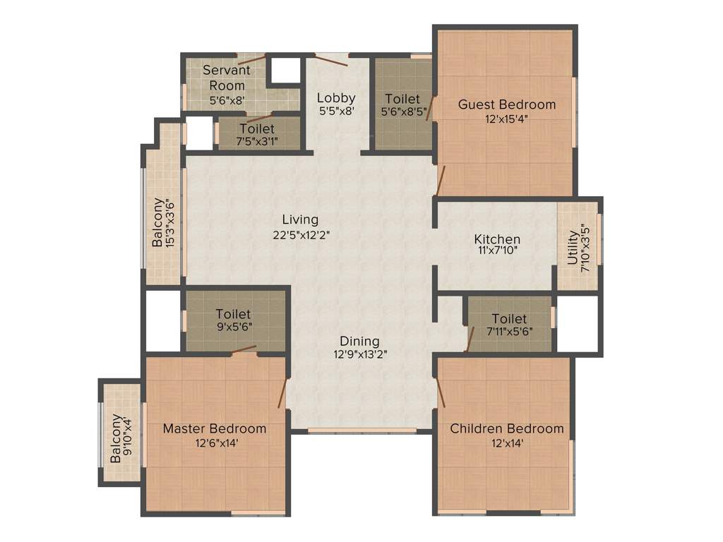 Salarpuria Sattva Gold Summit (3BHK+3T (2,033 sq ft)   Servant Room 2033 sq ft)