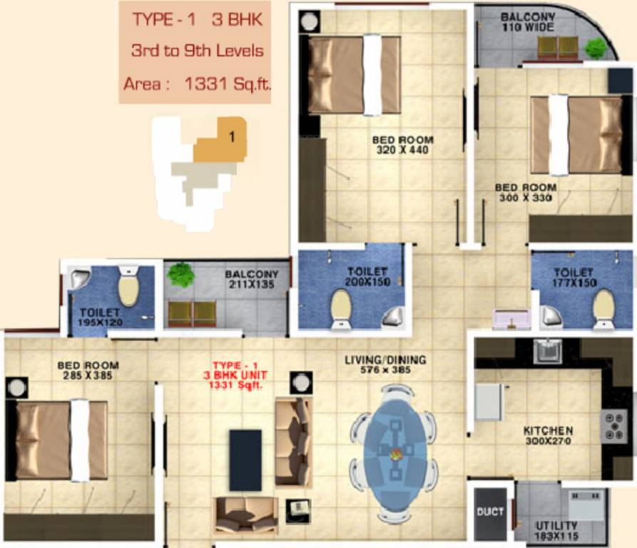 Bhavans Celestia (3BHK+3T (1,331 sq ft) 1331 sq ft) Bhavans Celestia (3BHK+3T (1,331 sq ft) 1331 sq ft)