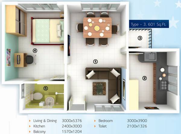 Mookambika Zion (1BHK+1T (601 sq ft) 601 sq ft) Mookambika Zion (1BHK+1T (601 sq ft) 601 sq ft)