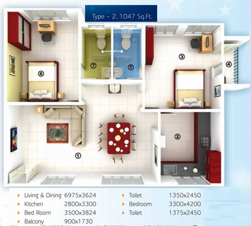 Mookambika Zion (2BHK+2T (1,047 sq ft) 1047 sq ft) Mookambika Zion (2BHK+2T (1,047 sq ft) 1047 sq ft)