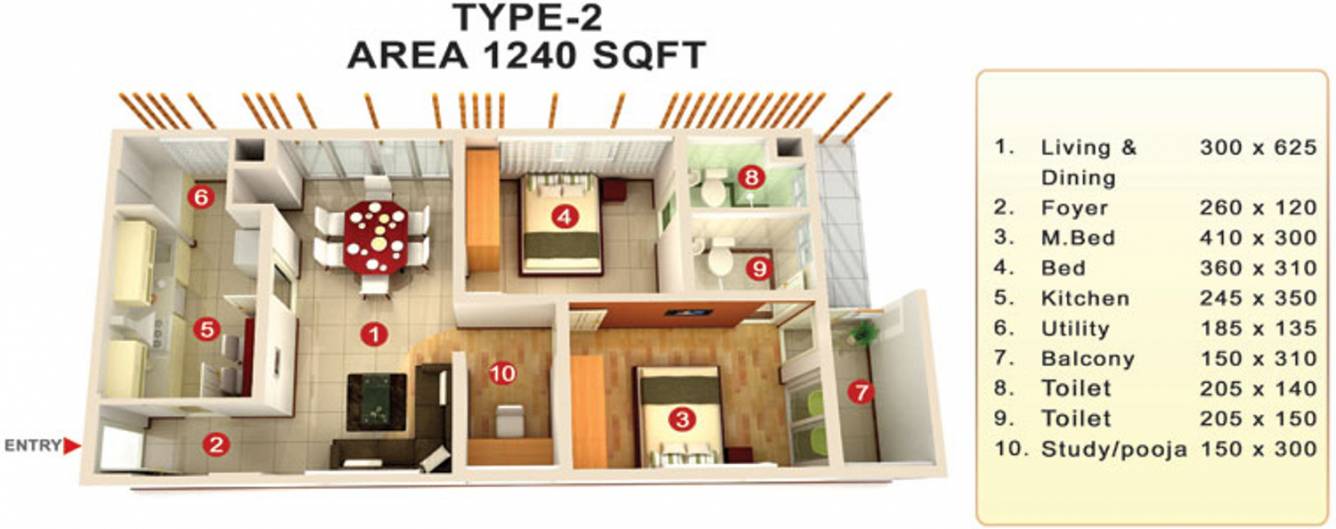 Mookambika Bamboo Waves (2BHK+2T (1,240 sq ft) + Pooja Room 1240 sq ft) Mookambika Bamboo Waves (2BHK+2T (1,240 sq ft) + Pooja Room 1240 sq ft)