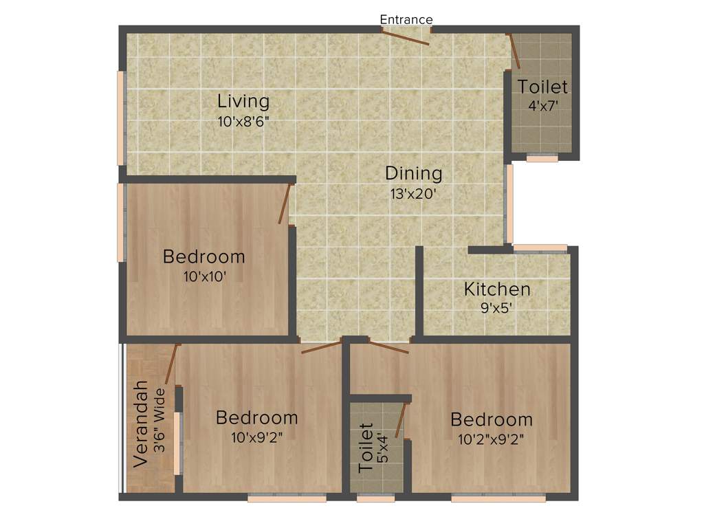 Intent Pushpochoini (3BHK+2T (1,174 sq ft) 1174 sq ft)