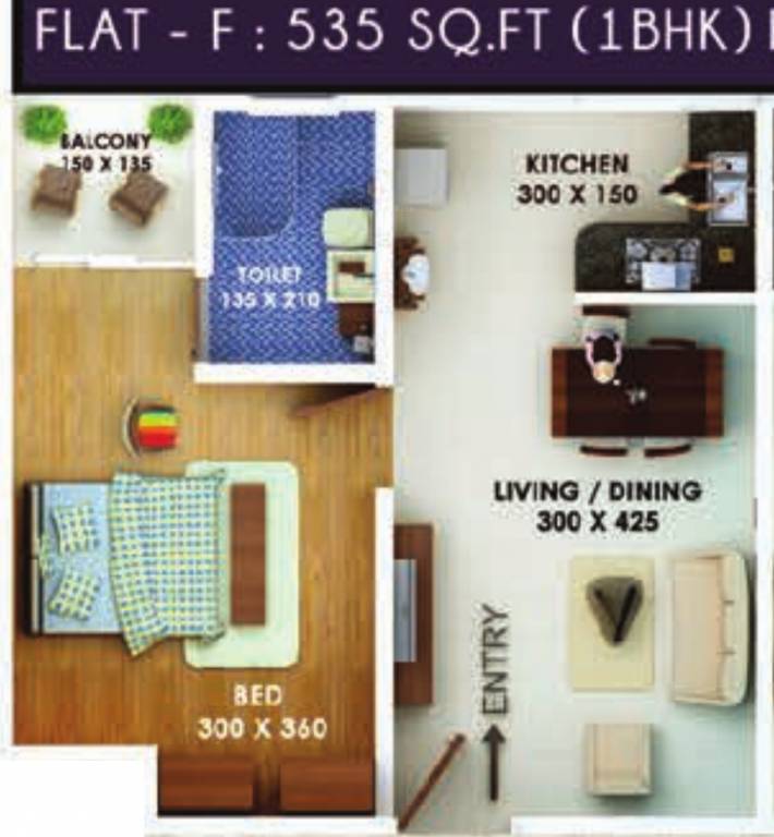 Beverly Florento (1BHK+1T (535 sq ft) 535 sq ft)