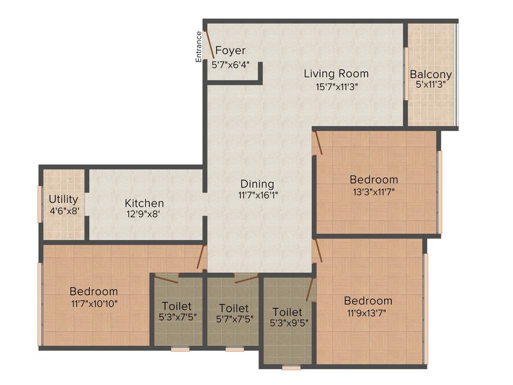 Lancor Cirrus (3BHK+3T (1,724 sq ft) 1724 sq ft)