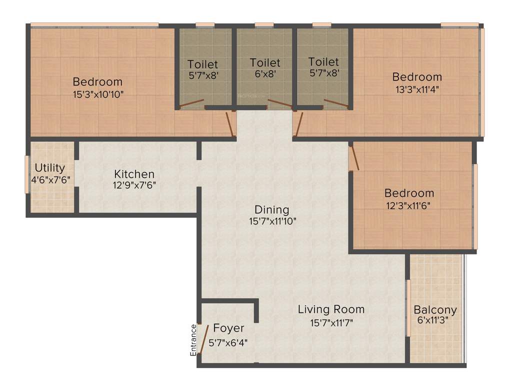 Lancor Cirrus (3BHK+3T (1,821 sq ft) 1821 sq ft)