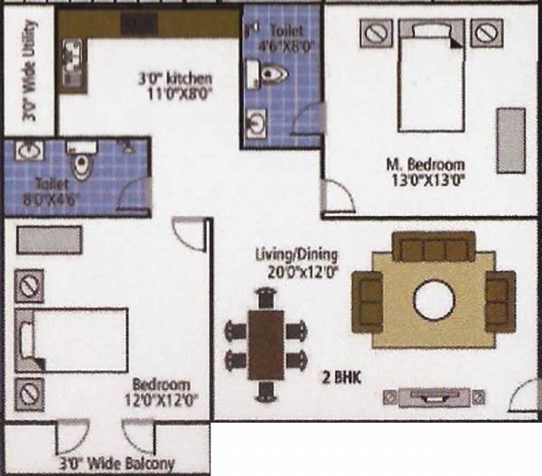 i1 Shakthi Shelter (2BHK+2T (1,068 sq ft) 1068 sq ft)