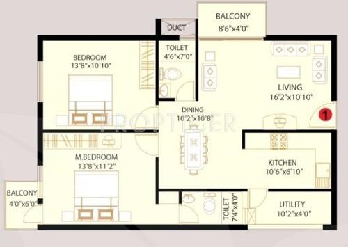 VijayaSri Golden Orchids (2BHK+2T (1,090 sq ft) 1090 sq ft)