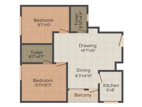 Shubh Anjani Heights (2BHK+2T (903 sq ft) 903 sq ft)