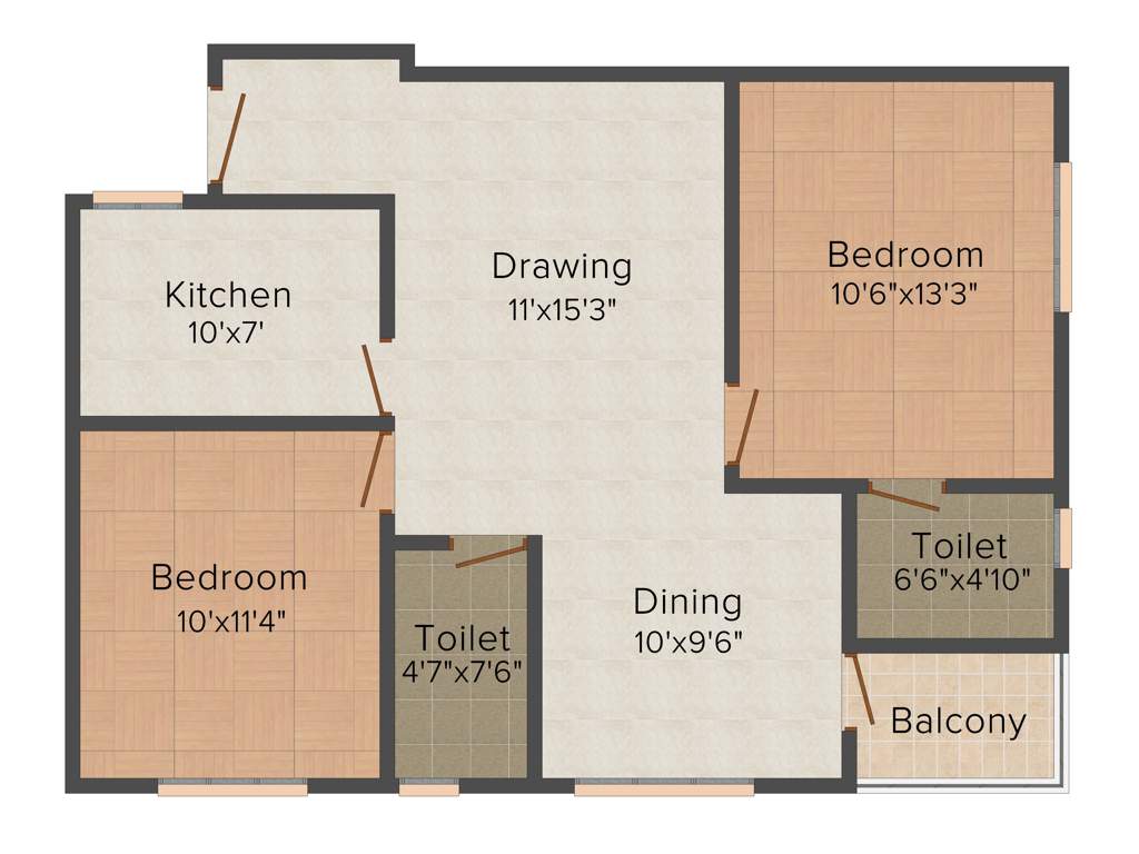 Shubh Anjani Heights (2BHK+2T (987 sq ft) 987 sq ft)