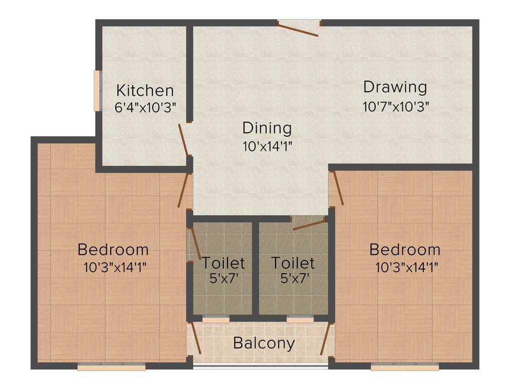 Shubh Anjani Heights (2BHK+2T (1,058 sq ft) 1058 sq ft)