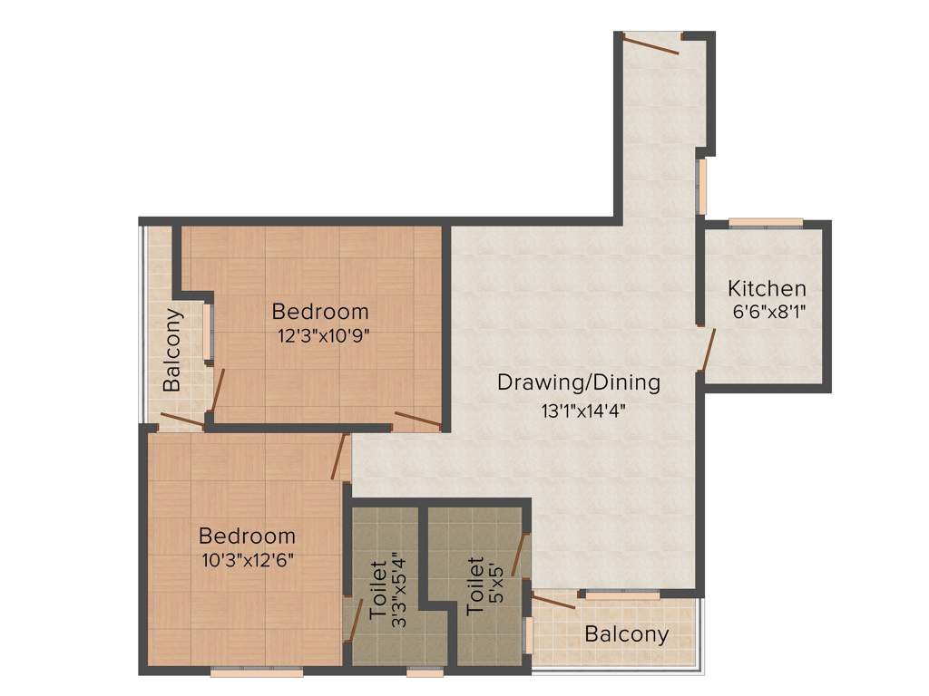 Shubh Anjani Heights (2BHK+2T (1,076 sq ft) 1076 sq ft)