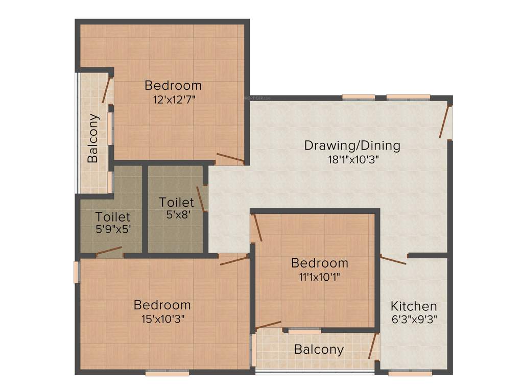 Shubh Anjani Heights (3BHK+2T (1,254 sq ft) 1254 sq ft)