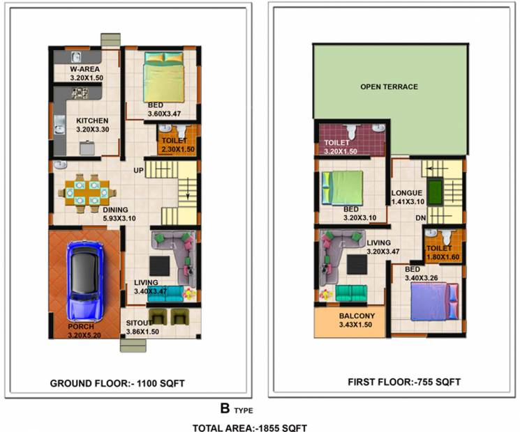 Shanoor Willows (3BHK+3T (1,855 sq ft) 1855 sq ft)