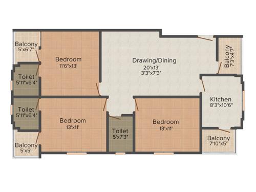 Shubh Hi Tech Residency (3BHK+3T (1,420 sq ft) 1420 sq ft)