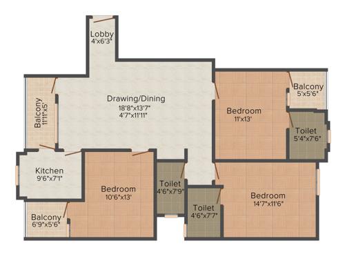 Shubh Hi Tech Residency (3BHK+3T (1,550 sq ft) 1550 sq ft)