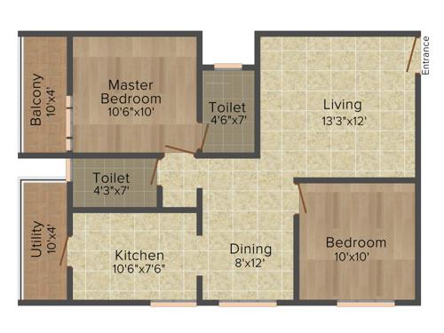 Asrithas Kings Court (2BHK+2T (1,000 sq ft) 1000 sq ft)