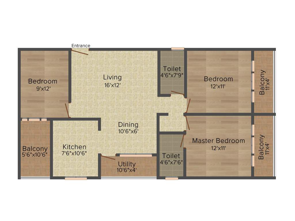 Asrithas Kings Court (3BHK+2T (1,345 sq ft) 1345 sq ft)