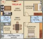 SLV Nakshatra (2BHK+2T (1,062 sq ft) 1062 sq ft)