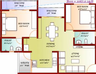 DNA Iris (2BHK+2T (1,067 sq ft) 1067 sq ft)