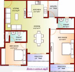 DNA Iris (2BHK+2T (1,172 sq ft) 1172 sq ft)
