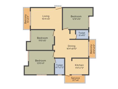  Bhimasena (3BHK+2T (1,370 sq ft) 1370 sq ft)