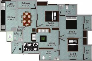 Saradeuz Haven (3BHK+3T (1,193 sq ft) 1193 sq ft)