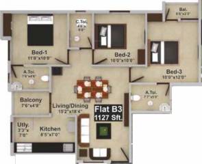 Saradeuz Haven (3BHK+3T (1,127 sq ft) 1127 sq ft)