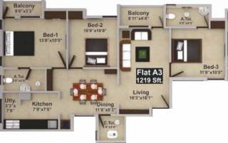 Saradeuz Haven (3BHK+3T (1,219 sq ft) 1219 sq ft)