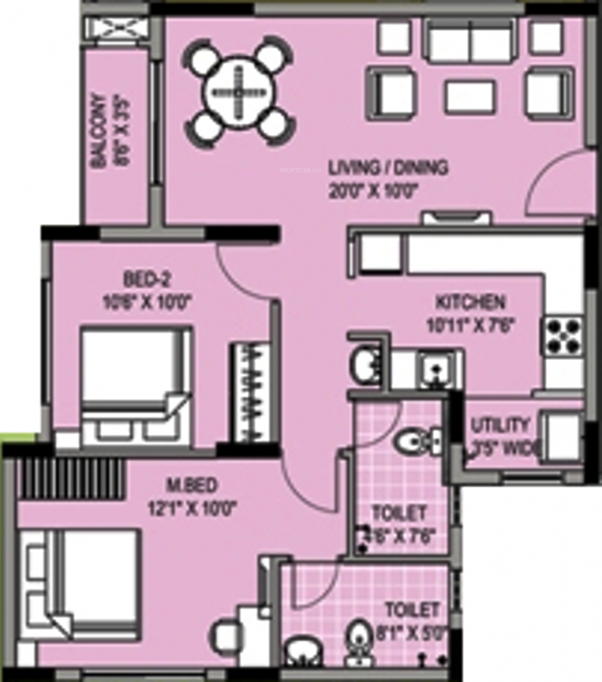 XS Symphony (2BHK+2T (969 sq ft) 969 sq ft) XS Symphony (2BHK+2T (969 sq ft) 969 sq ft)