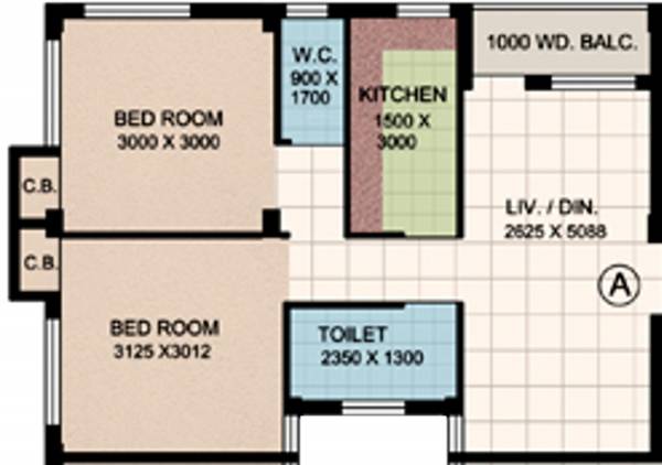 Roytech Group 100 Ajanta Road Floor Plan (2BHK+1T)