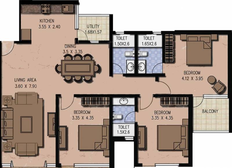 Palacio Regalo (3BHK+3T (1,963 sq ft) 1963 sq ft)