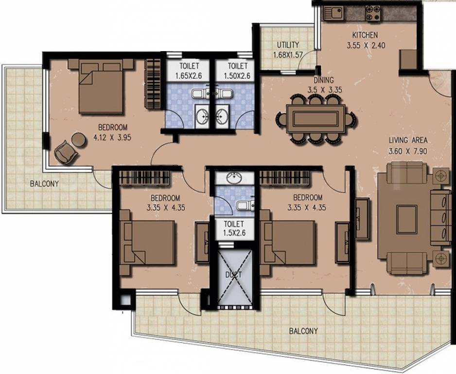 Palacio Regalo (3BHK+3T (2,051 sq ft) 2051 sq ft)