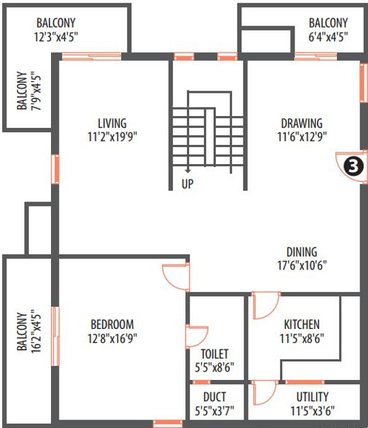 SH Casa Rouge (4BHK+4T (3,546 sq ft) 3546 sq ft)