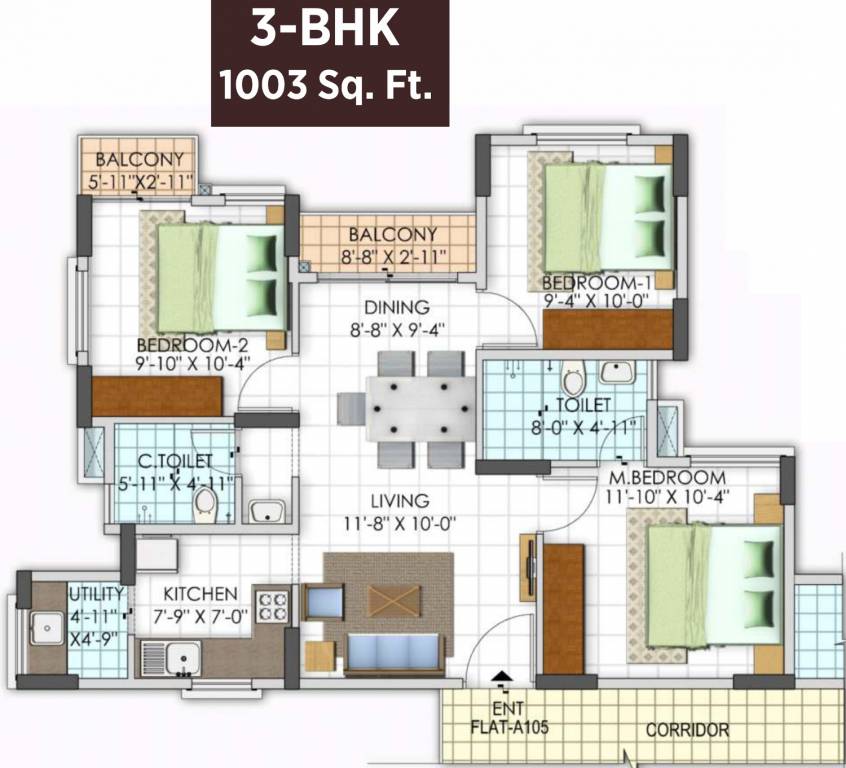 Shriram Land Shriline Primrose (3BHK+3T (1,003 sq ft) 1003 sq ft)
