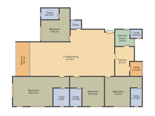 Risha One 49 (4BHK+4T (2,548 sq ft) + Servant Room 2548 sq ft)