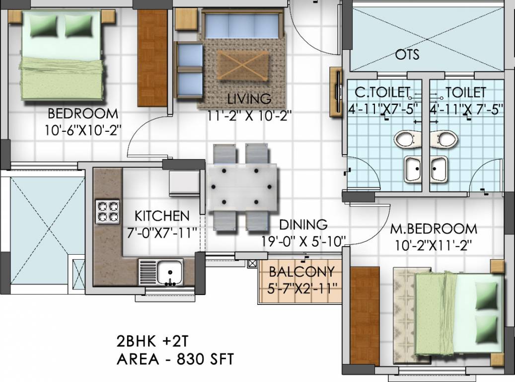 Shriram Land Shriline Primrose (2BHK+2T (830 sq ft) 830 sq ft) Shriram Land Shriline Primrose (2BHK+2T (830 sq ft) 830 sq ft)
