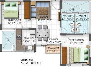 Shriram Land Shriline Primrose (2BHK+2T (830 sq ft) 830 sq ft) Shriram Land Shriline Primrose (2BHK+2T (830 sq ft) 830 sq ft)