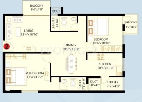 VijayaSri Golden Orchids (2BHK+2T (1,072 sq ft) 1072 sq ft)