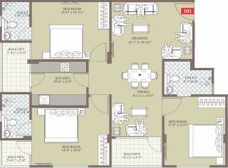 Gem Buildhomes Emerald (3BHK+3T (1,515 sq ft) 1515 sq ft)