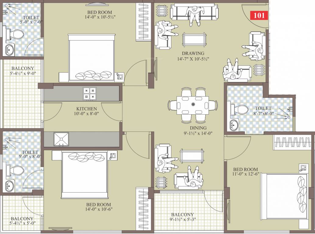 Gem Buildhomes Emerald (3BHK+3T (1,515 sq ft) 1515 sq ft)