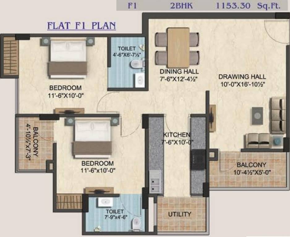 Mirus Ample (2BHK+2T (1,153 sq ft) 1153 sq ft)