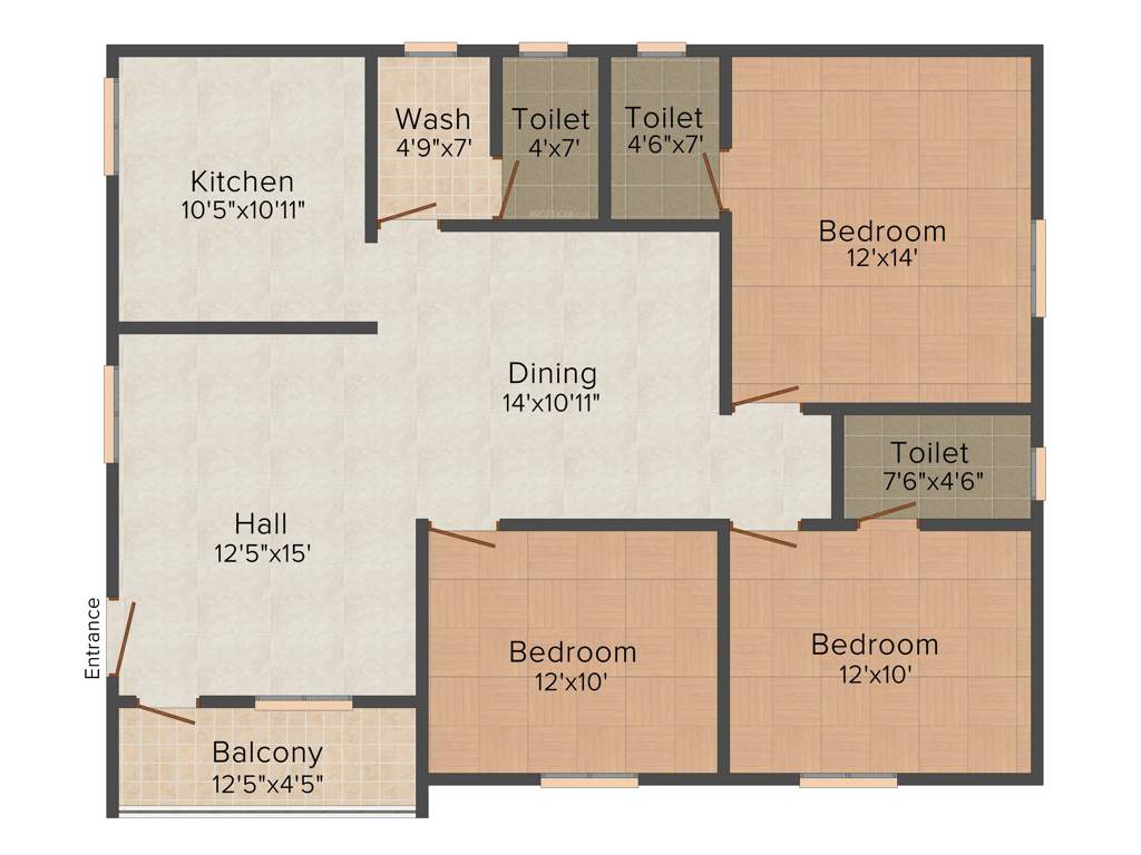 Gem Kynite (3BHK+3T (1,500 sq ft) 1500 sq ft)