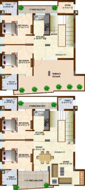 Swastik Dream Developers Square Penthouse Floor Plan (4BHK+4T)