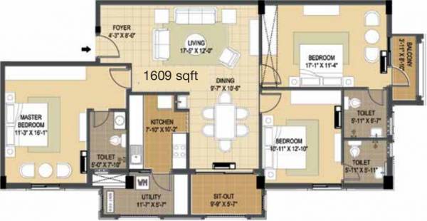 Arihant Tiara (3BHK+3T (1,609 sq ft) 1609 sq ft) Arihant Tiara (3BHK+3T (1,609 sq ft) 1609 sq ft)