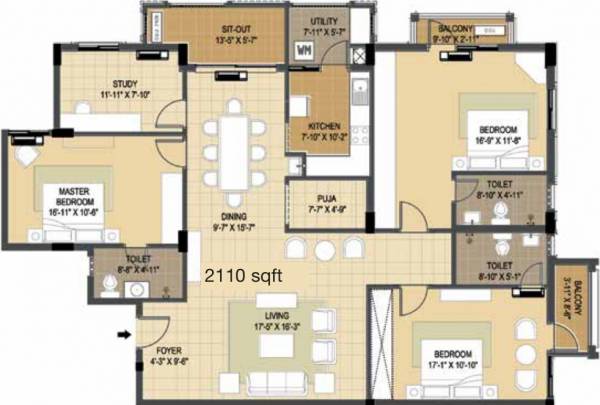 Arihant Tiara (3BHK+3T (2,110 sq ft) + Study Room 2110 sq ft) Arihant Tiara (3BHK+3T (2,110 sq ft) + Study Room 2110 sq ft)