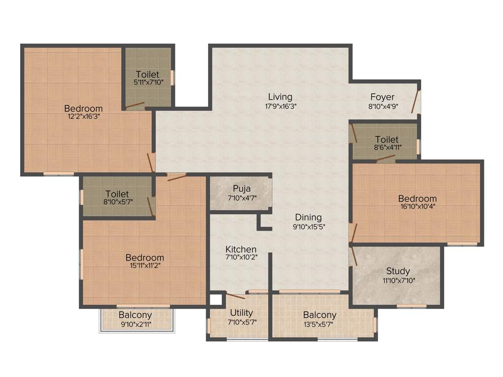 Arihant Tiara (3BHK+3T (2,127 sq ft) + Study Room 2127 sq ft)