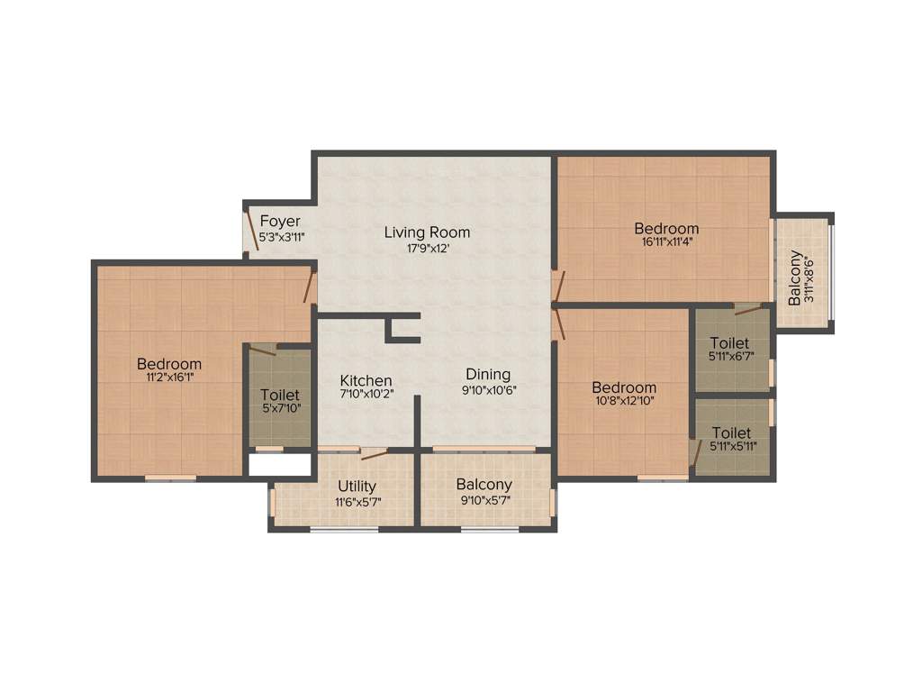 Arihant Tiara (3BHK+3T (1,573 sq ft) 1573 sq ft)