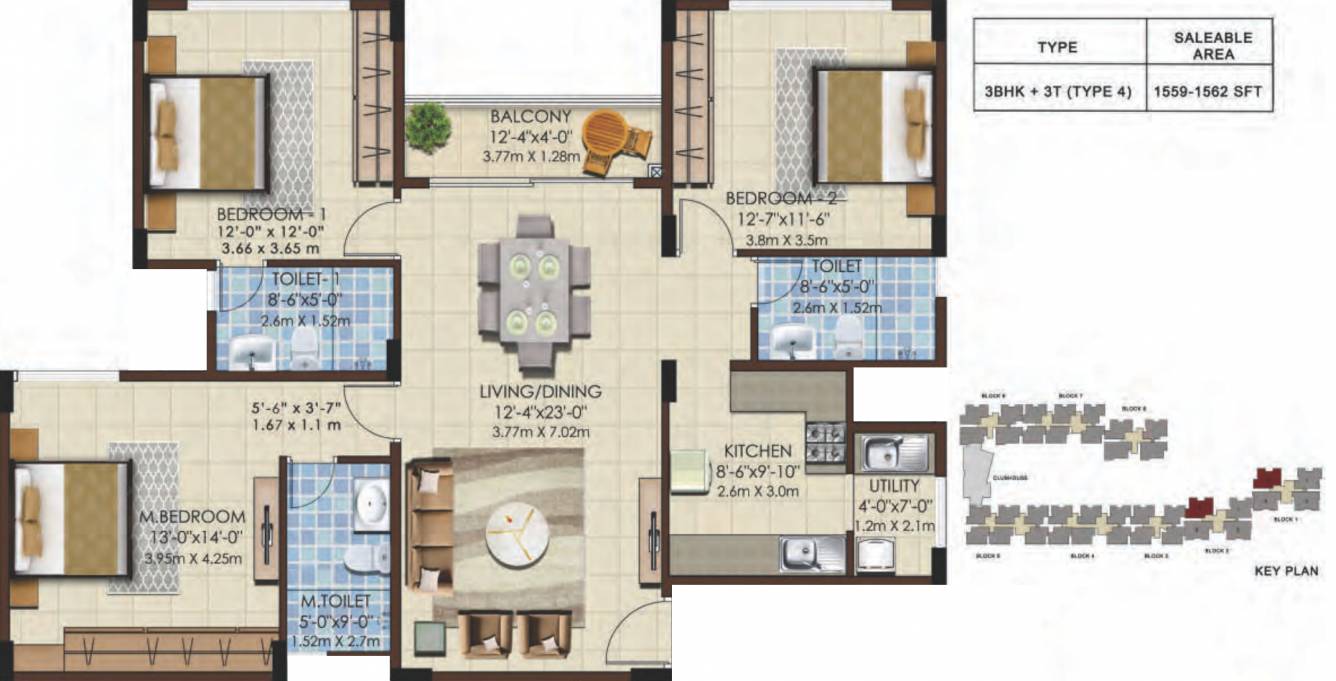 Mahaveer Celesse (3BHK+3T (1,581 sq ft) 1581 sq ft)